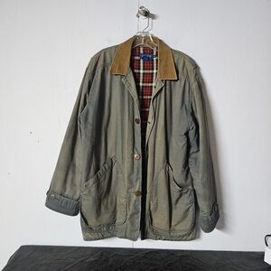 J Crew Mens Small Flannel Lined Vintage Rustic Gray/Brown Jacket Cord collar